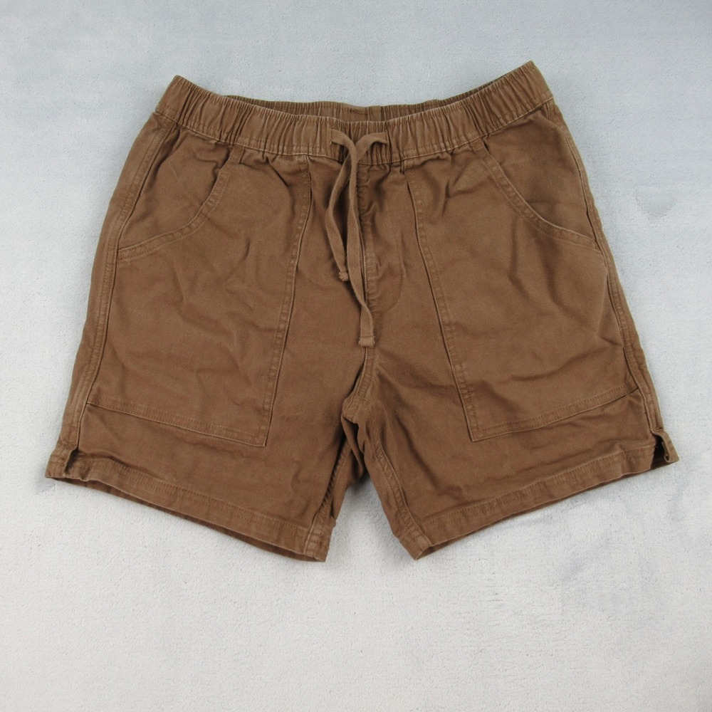 Katin Mens Brown Stretch Canvas Elastic Waist Drawstring Shorts Size Small 3486